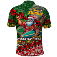 Mele Kalikimaka Shaka Santa Polo Shirt Hawaiian Surf Christmas Design with Aloha Spirit DT02 - Polynesian Pride