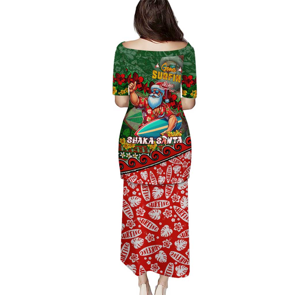 Mele Kalikimaka Shaka Santa Puletasi Hawaiian Surf Christmas Design with Aloha Spirit DT02 - Polynesian Pride