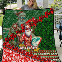 Mele Kalikimaka Shaka Santa Quilt Hawaiian Surf Christmas Design with Aloha Spirit DT02 Green - Polynesian Pride