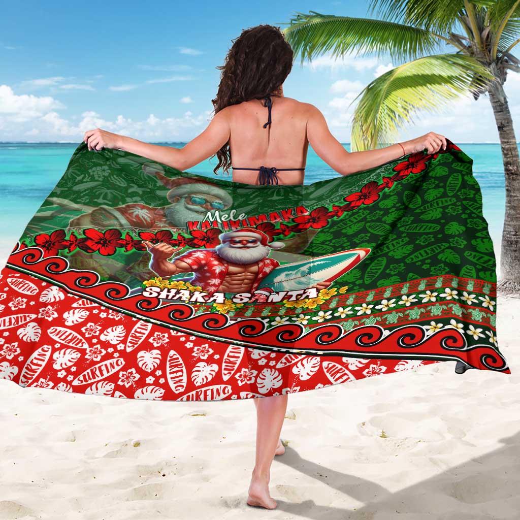Mele Kalikimaka Shaka Santa Sarong Hawaiian Surf Christmas Design with Aloha Spirit DT02 - Polynesian Pride