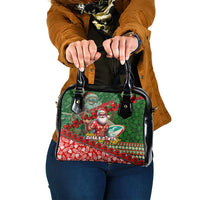 Mele Kalikimaka Shaka Santa Shoulder Handbag Hawaiian Surf Christmas Design with Aloha Spirit DT02 One Size Green - Polynesian Pride