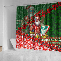 Mele Kalikimaka Shaka Santa Shower Curtain Hawaiian Surf Christmas Design with Aloha Spirit DT02 - Polynesian Pride