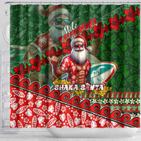 Mele Kalikimaka Shaka Santa Shower Curtain Hawaiian Surf Christmas Design with Aloha Spirit DT02 - Polynesian Pride