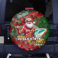 Mele Kalikimaka Shaka Santa Spare Tire Cover Hawaiian Surf Christmas Design with Aloha Spirit DT02 No hole Green - Polynesian Pride