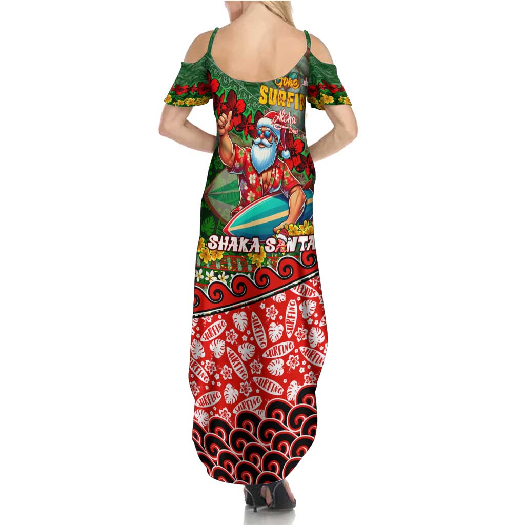 Mele Kalikimaka Shaka Santa Summer Maxi Dress Hawaiian Surf Christmas Design with Aloha Spirit DT02 - Polynesian Pride