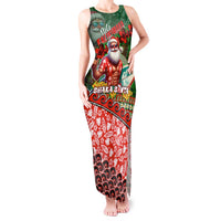 Mele Kalikimaka Shaka Santa Tank Maxi Dress Hawaiian Surf Christmas Design with Aloha Spirit DT02 Women Green - Polynesian Pride
