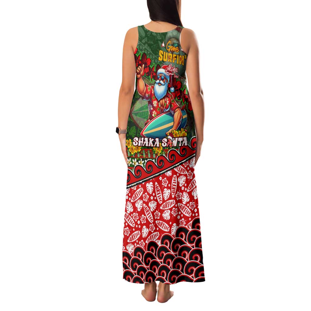 Mele Kalikimaka Shaka Santa Tank Maxi Dress Hawaiian Surf Christmas Design with Aloha Spirit DT02 - Polynesian Pride