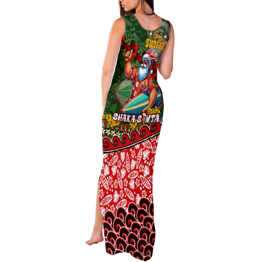 Mele Kalikimaka Shaka Santa Tank Maxi Dress Hawaiian Surf Christmas Design with Aloha Spirit DT02 - Polynesian Pride