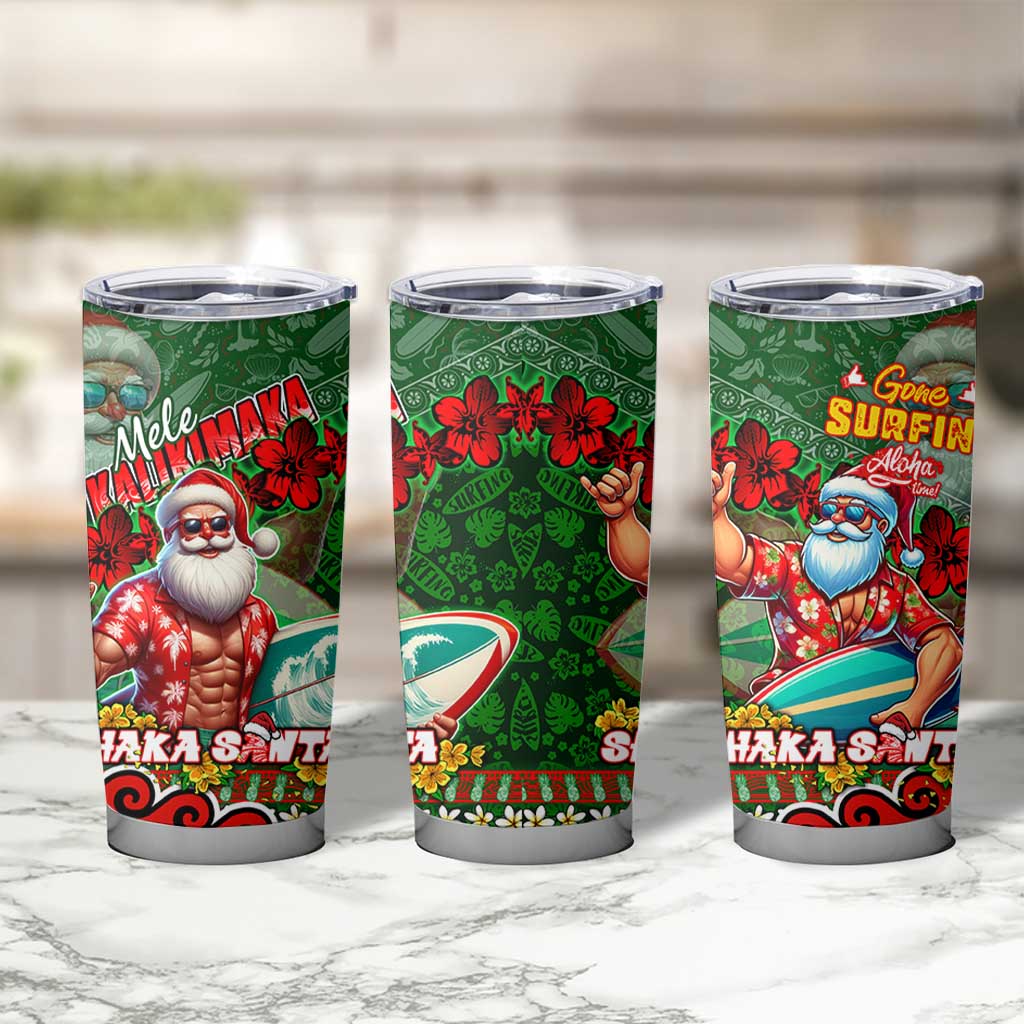 Mele Kalikimaka Shaka Santa Tumbler Cup Hawaiian Surf Christmas Design with Aloha Spirit DT02 - Polynesian Pride