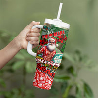 Mele Kalikimaka Shaka Santa Tumbler With Handle Hawaiian Surf Christmas Design with Aloha Spirit DT02 - Polynesian Pride