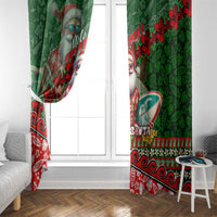 Mele Kalikimaka Shaka Santa Window Curtain Hawaiian Surf Christmas Design with Aloha Spirit DT02 - Polynesian Pride