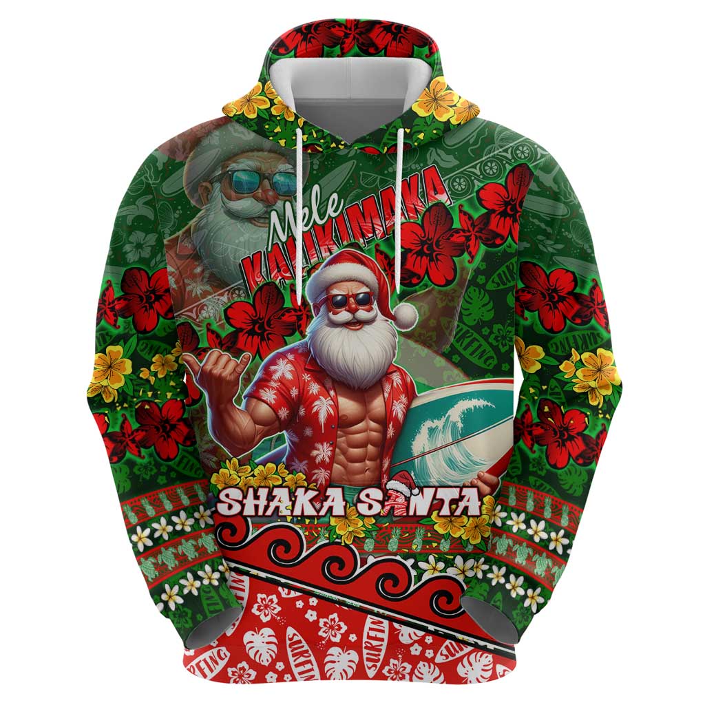 Mele Kalikimaka Shaka Santa Zip Hoodie Hawaiian Surf Christmas Design with Aloha Spirit DT02 - Polynesian Pride