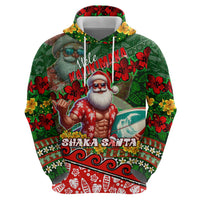 Mele Kalikimaka Shaka Santa Zip Hoodie Hawaiian Surf Christmas Design with Aloha Spirit DT02 - Polynesian Pride