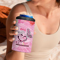 Butterfly Polynesia Breast Cancer 4 in 1 Can Cooler Tumbler Nobody Fights Alone Pink Out Tropical Hibiscus DT02 - Polynesian Pride