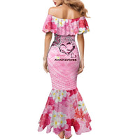 Butterfly Polynesia Breast Cancer Family Matching Mermaid Dress and Hawaiian Shirt Nobody Fights Alone Pink Out Tropical Hibiscus DT02 - Polynesian Pride