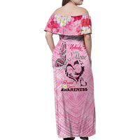 Butterfly Polynesia Breast Cancer Family Matching Off Shoulder Maxi Dress and Hawaiian Shirt Nobody Fights Alone Pink Out Tropical Hibiscus DT02 - Polynesian Pride