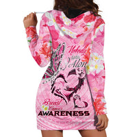 Butterfly Polynesia Breast Cancer Hoodie Dress Nobody Fights Alone Pink Out Tropical Hibiscus DT02 - Polynesian Pride