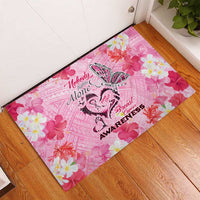 Butterfly Polynesia Breast Cancer Rubber Doormat Nobody Fights Alone Pink Out Tropical Hibiscus
