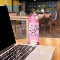 Butterfly Polynesia Breast Cancer Skinny Tumbler Nobody Fights Alone Pink Out Tropical Hibiscus DT02 - Polynesian Pride