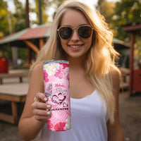 Butterfly Polynesia Breast Cancer Skinny Tumbler Nobody Fights Alone Pink Out Tropical Hibiscus DT02 - Polynesian Pride