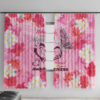 Butterfly Polynesia Breast Cancer Window Curtain Nobody Fights Alone Pink Out Tropical Hibiscus DT02 With Hooks Pink - Polynesian Pride