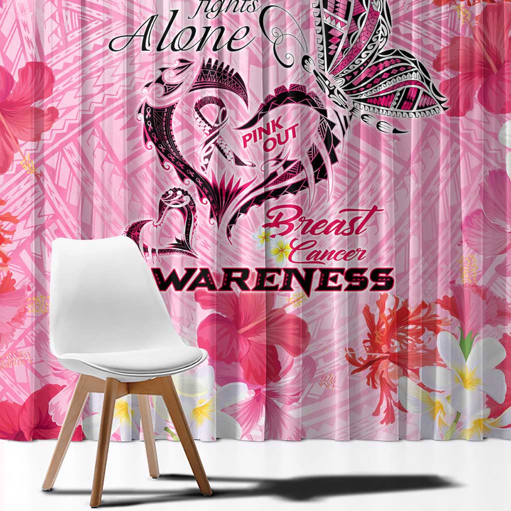 Butterfly Polynesia Breast Cancer Window Curtain Nobody Fights Alone Pink Out Tropical Hibiscus DT02 - Polynesian Pride