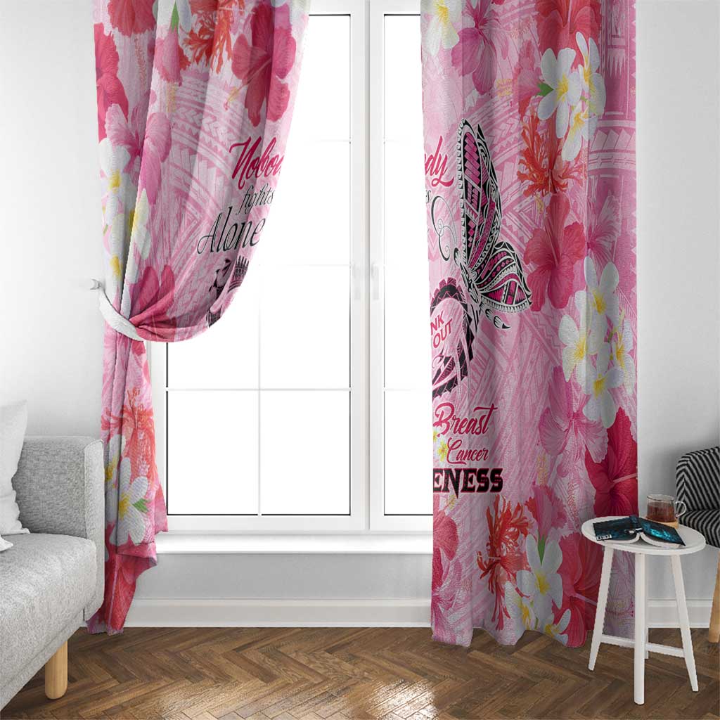 Butterfly Polynesia Breast Cancer Window Curtain Nobody Fights Alone Pink Out Tropical Hibiscus DT02 - Polynesian Pride