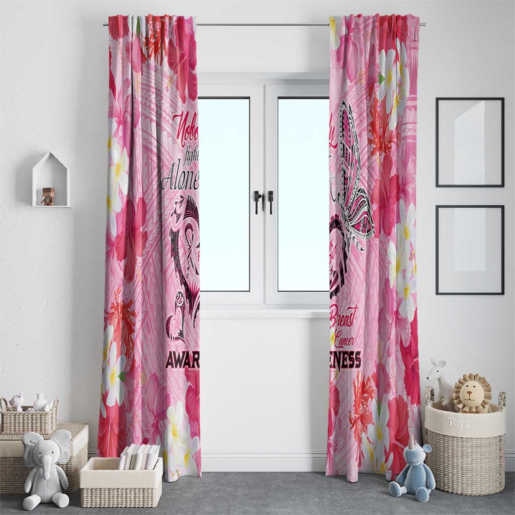 Butterfly Polynesia Breast Cancer Window Curtain Nobody Fights Alone Pink Out Tropical Hibiscus DT02 - Polynesian Pride