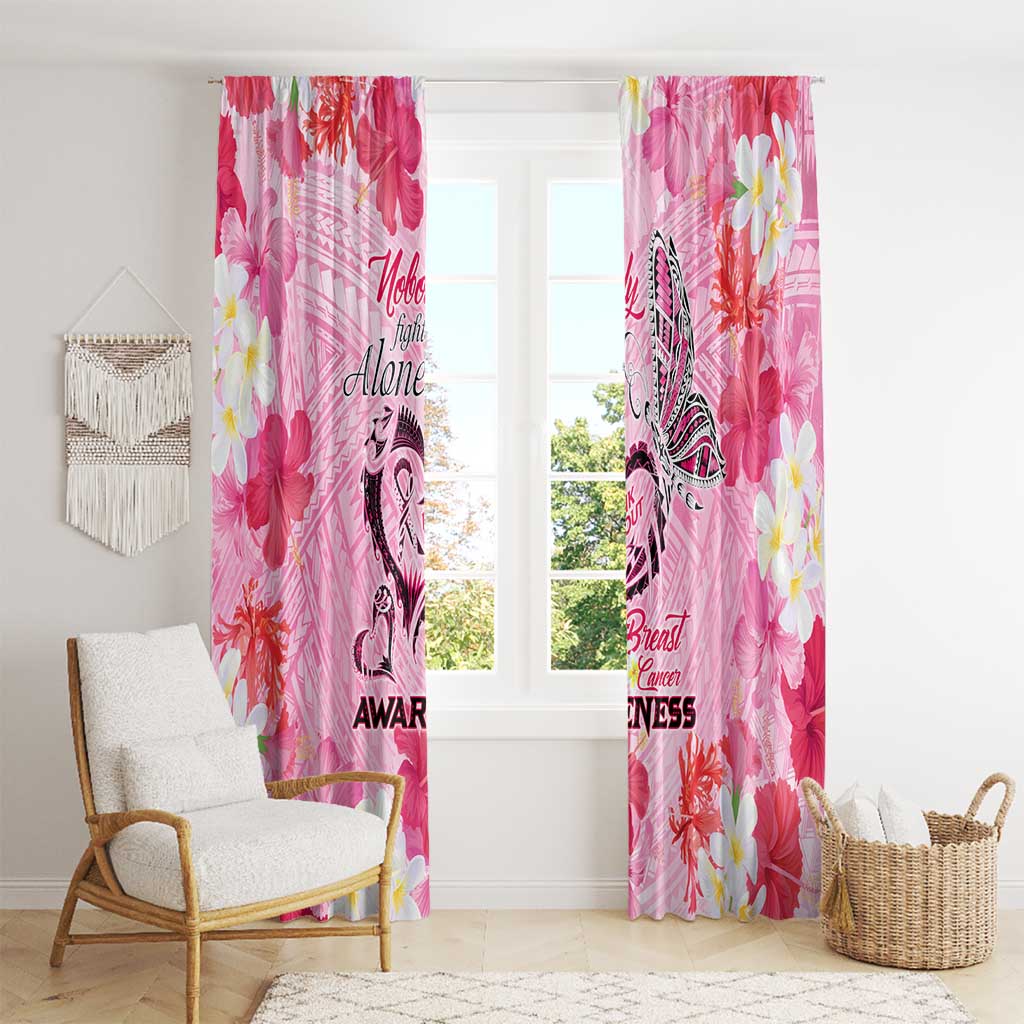 Butterfly Polynesia Breast Cancer Window Curtain Nobody Fights Alone Pink Out Tropical Hibiscus DT02 - Polynesian Pride