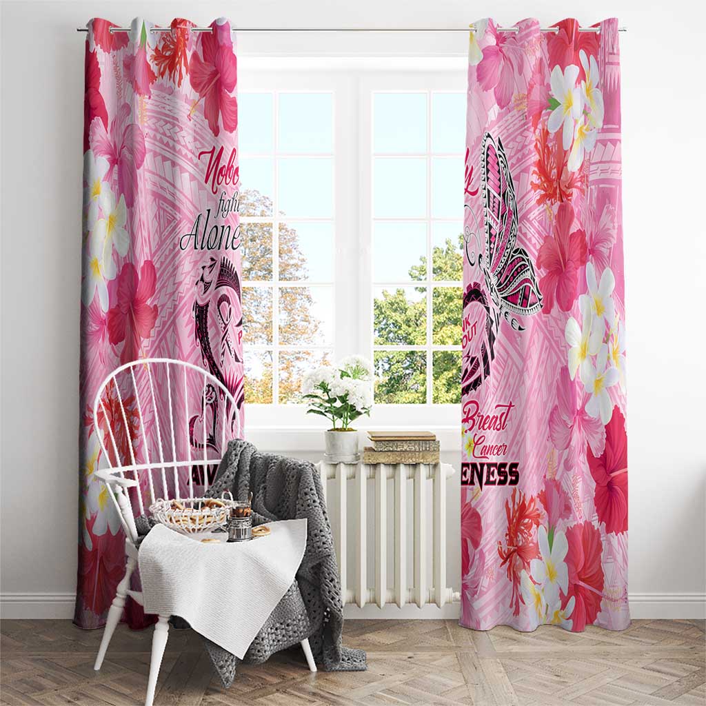 Butterfly Polynesia Breast Cancer Window Curtain Nobody Fights Alone Pink Out Tropical Hibiscus DT02 - Polynesian Pride