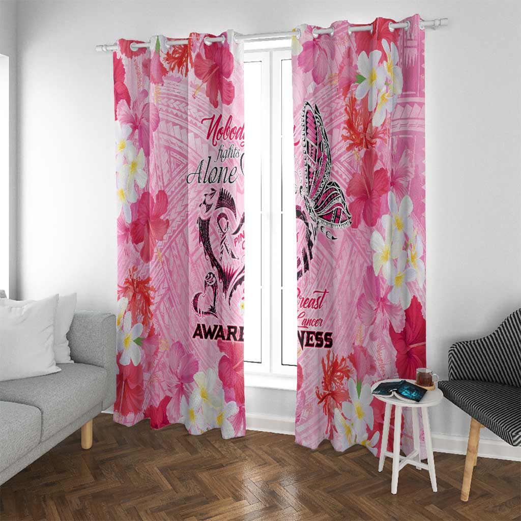 Butterfly Polynesia Breast Cancer Window Curtain Nobody Fights Alone Pink Out Tropical Hibiscus DT02 With Grommets Pink - Polynesian Pride