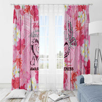 Butterfly Polynesia Breast Cancer Window Curtain Nobody Fights Alone Pink Out Tropical Hibiscus DT02 - Polynesian Pride