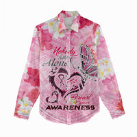 Butterfly Polynesia Breast Cancer Women Casual Shirt Nobody Fights Alone Pink Out Tropical Hibiscus DT02 - Polynesian Pride