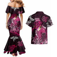 Breast Cancer Mermaid Polynesia Couples Matching Mermaid Dress and Hawaiian Shirt Faith Hope Love DT02 - Polynesian Pride