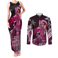 Breast Cancer Mermaid Polynesia Couples Matching Tank Maxi Dress and Long Sleeve Button Shirt Faith Hope Love DT02 Pink - Polynesian Pride