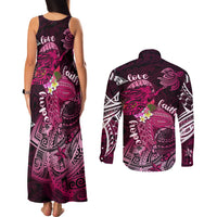 Breast Cancer Mermaid Polynesia Couples Matching Tank Maxi Dress and Long Sleeve Button Shirt Faith Hope Love DT02 - Polynesian Pride