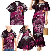 Breast Cancer Mermaid Polynesia Family Matching Mermaid Dress and Hawaiian Shirt Faith Hope Love DT02 - Polynesian Pride