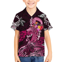 Breast Cancer Mermaid Polynesia Family Matching Off Shoulder Maxi Dress and Hawaiian Shirt Faith Hope Love DT02 Son's Shirt Pink - Polynesian Pride