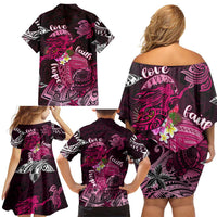Breast Cancer Mermaid Polynesia Family Matching Off Shoulder Short Dress and Hawaiian Shirt Faith Hope Love DT02 - Polynesian Pride