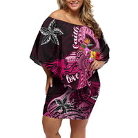 Breast Cancer Mermaid Polynesia Family Matching Off Shoulder Short Dress and Hawaiian Shirt Faith Hope Love DT02 Mom's Dress Pink - Polynesian Pride
