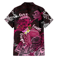 Breast Cancer Mermaid Polynesia Family Matching Short Sleeve Bodycon Dress and Hawaiian Shirt Faith Hope Love DT02 - Polynesian Pride