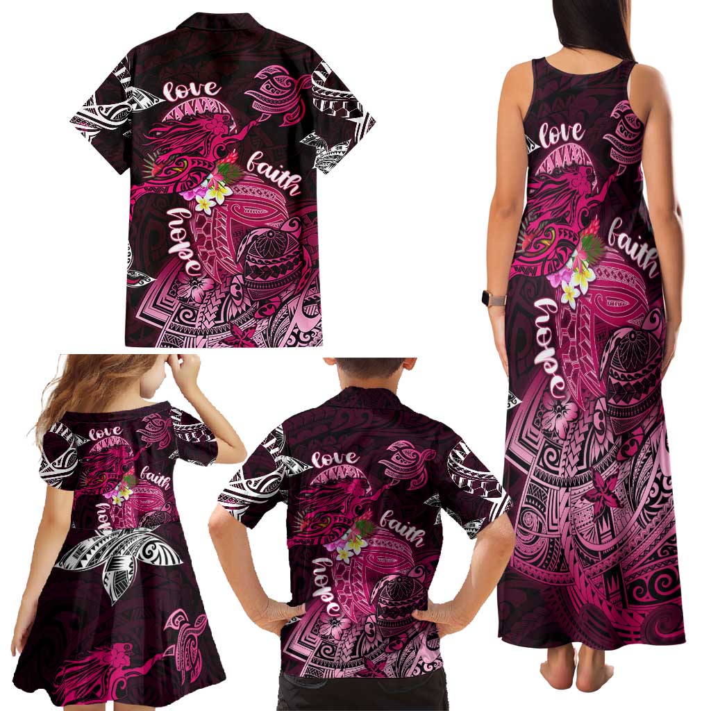 Breast Cancer Mermaid Polynesia Family Matching Tank Maxi Dress and Hawaiian Shirt Faith Hope Love DT02 - Polynesian Pride