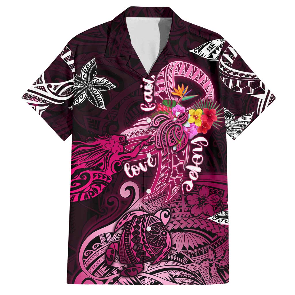 Breast Cancer Mermaid Polynesia Family Matching Tank Maxi Dress and Hawaiian Shirt Faith Hope Love DT02 Dad's Shirt - Short Sleeve Pink - Polynesian Pride