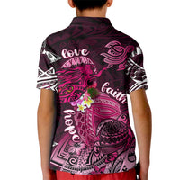 Breast Cancer Mermaid Polynesia Kid Polo Shirt Faith Hope Love DT02 - Polynesian Pride