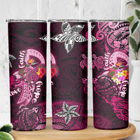 Breast Cancer Mermaid Polynesia Skinny Tumbler Faith Hope Love DT02 - Polynesian Pride