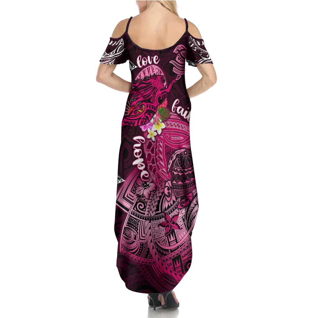 Breast Cancer Mermaid Polynesia Summer Maxi Dress Faith Hope Love