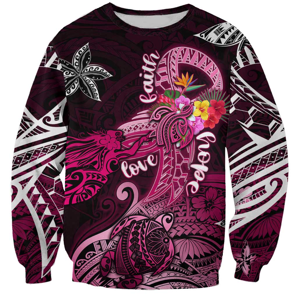 Breast Cancer Mermaid Polynesia Sweatshirt Faith Hope Love DT02 Unisex Pink - Polynesian Pride