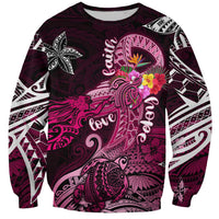 Breast Cancer Mermaid Polynesia Sweatshirt Faith Hope Love DT02 Unisex Pink - Polynesian Pride