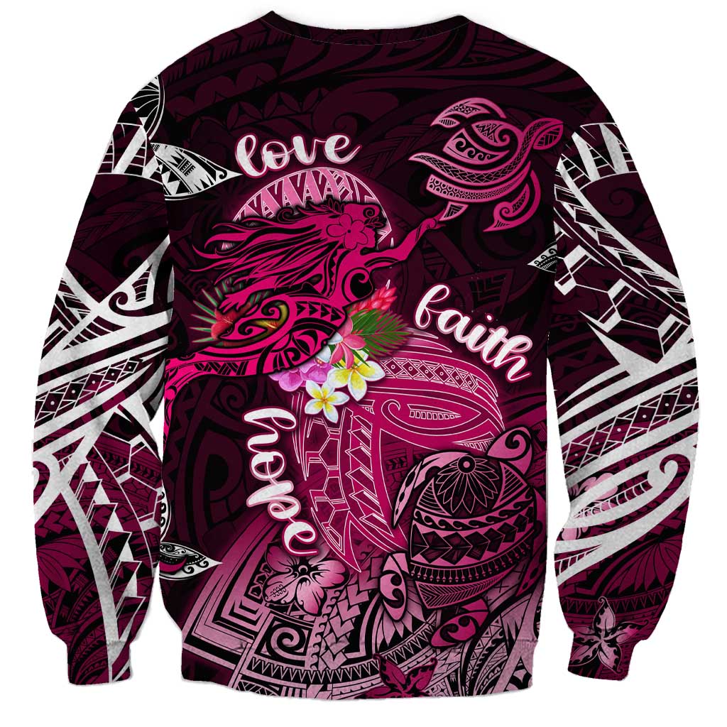 Breast Cancer Mermaid Polynesia Sweatshirt Faith Hope Love DT02 - Polynesian Pride