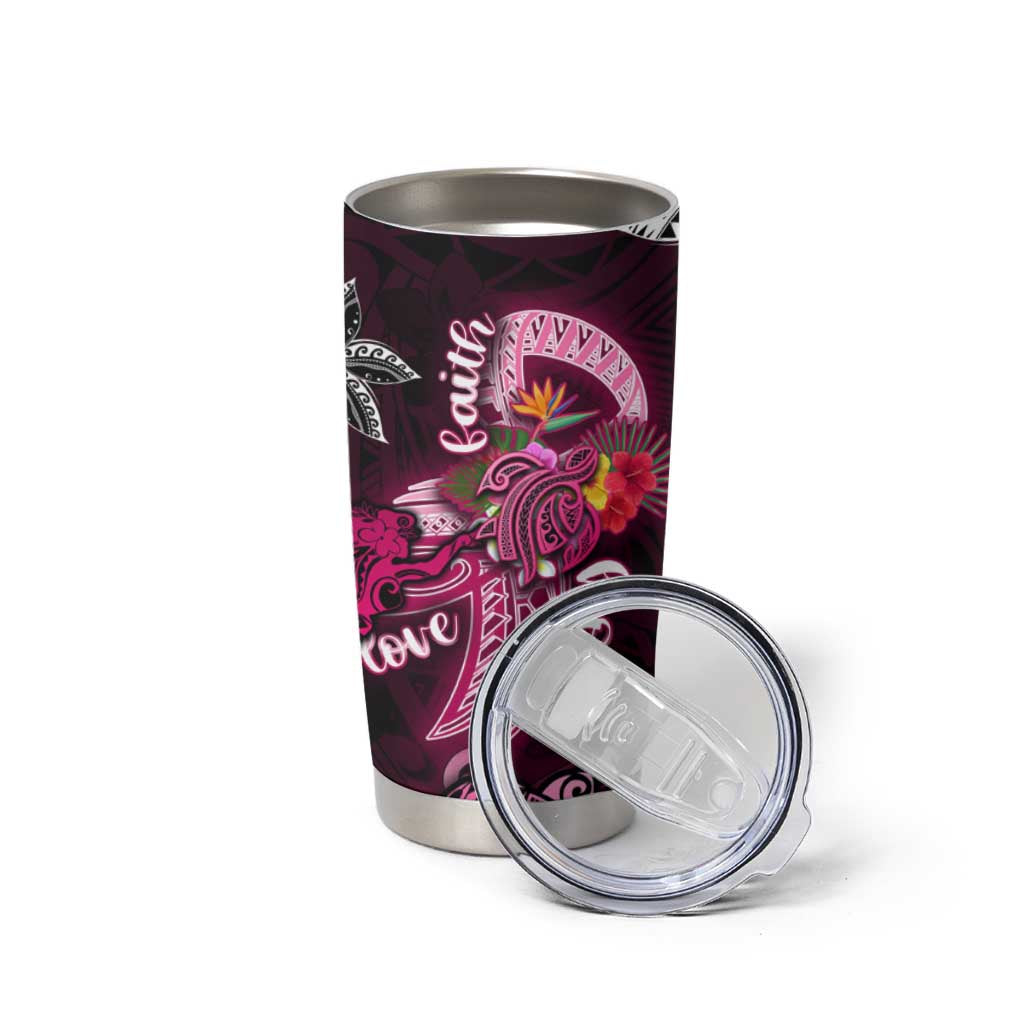 Breast Cancer Mermaid Polynesia Tumbler Cup Faith Hope Love